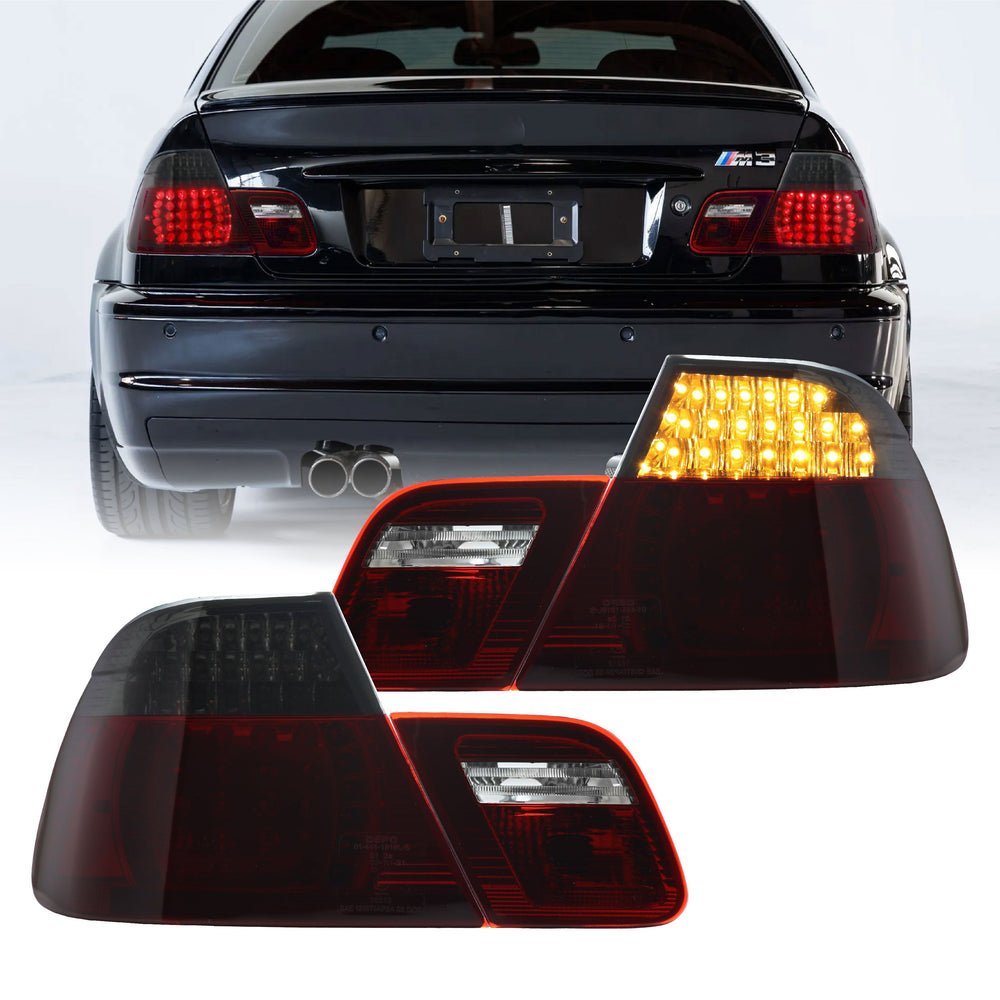 2004-2006 BMW E46 3 Series 2D Coupe Red/Clear OR Red/Smoke LED Tail Light - Made by DEPO