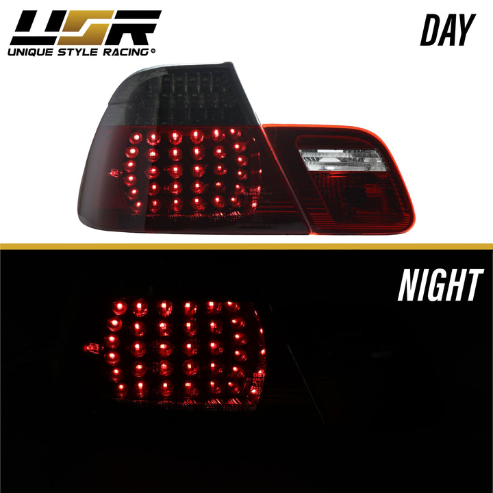 2004-2006 BMW E46 3 Series 2D Coupe Red/Clear OR Red/Smoke LED Tail Light - Made by DEPO