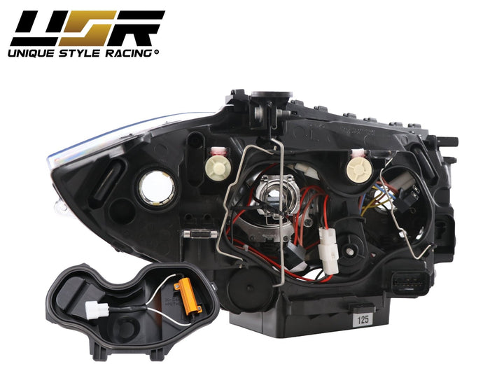 2008-2012 BMW E82 / E88 1 Series DEPO OE Style Euro Clear Corner V2 LED Angel Eye Halo Projector Headlights