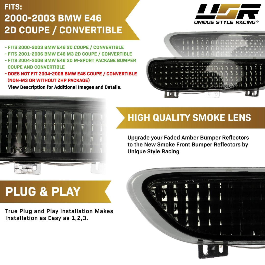 2000 - 2003 BMW E46 3 Series 2 Door Coupe/Cabrio & 2001 - 2006 M3 Clear or Smoke Front and/or Rear Bumper Reflector Side Marker Light