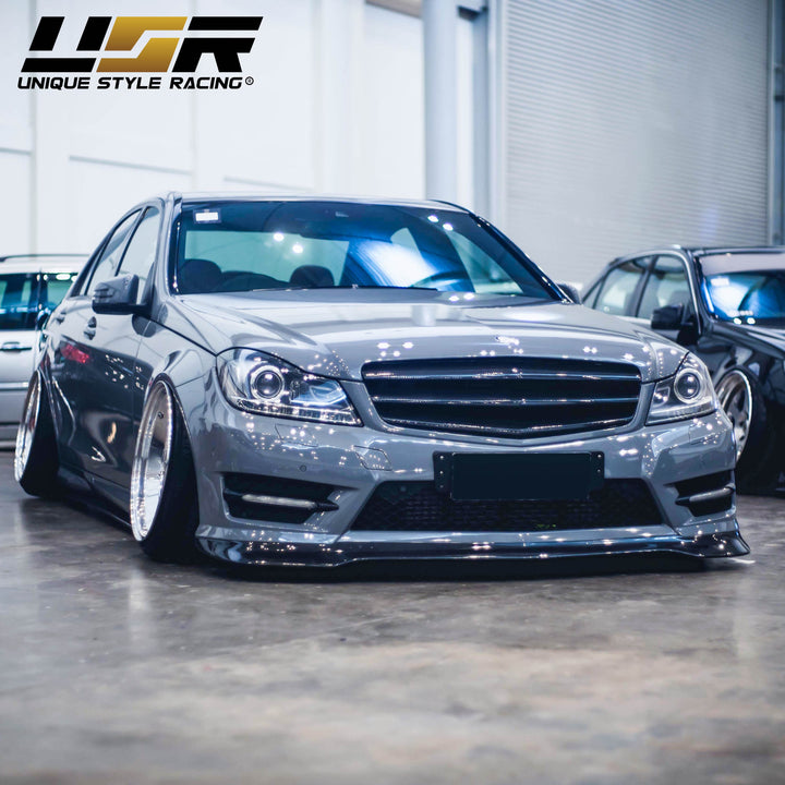 2012-2014 Mercedes Benz C Class W204 USR Edition Projector Headlight w/ White LED Strip DRL & Switchback Amber LED Turn Signal Halogen Model