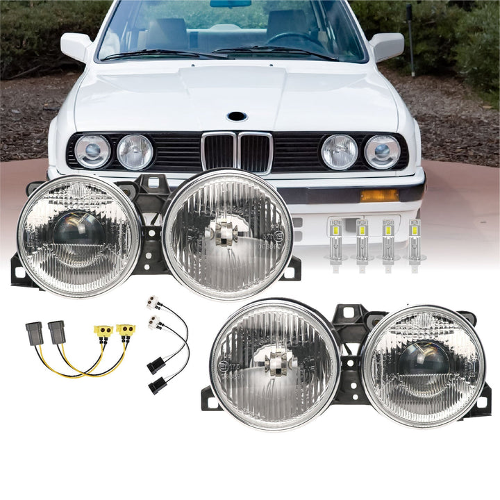 1984-1991 BMW E30 3 Series Euro Smiley Projector Glass Lens Headlights - Made by DEPO