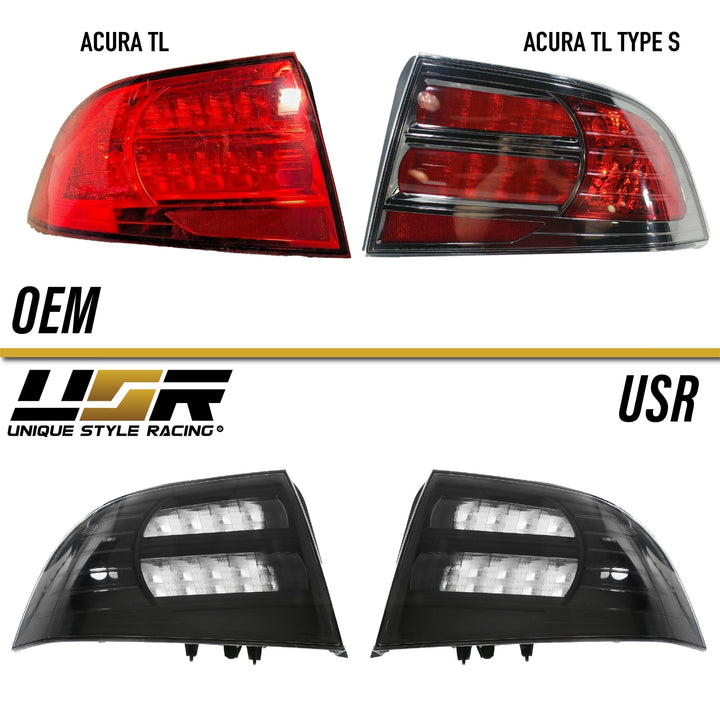 2004-2008 Acura TL Black Trim Clear Lens or Smoke Lens Rear Tail Light Cover Made by DEPO