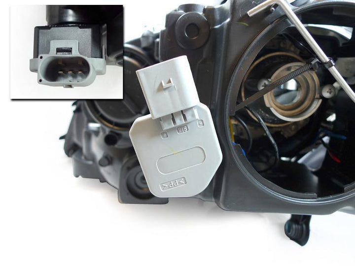 2006-2008 Mercedes Benz M Class W164 White LED Strip Chrome or Black Housing Projector Headlight For Stock Halogen Model - Made by DEPO