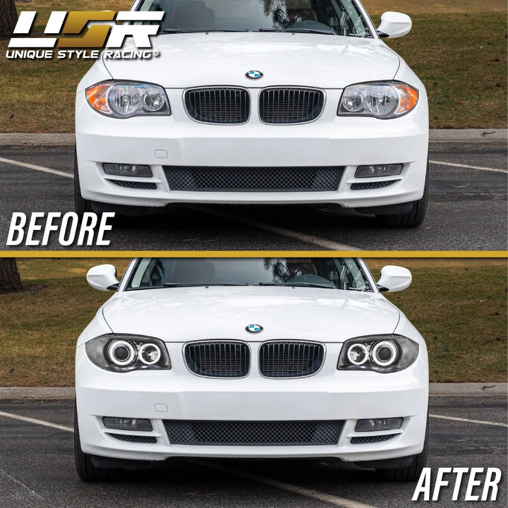 2008-2012 BMW E82 / E88 1 Series DEPO OE Style Euro Clear Corner V2 LED Angel Eye Halo Projector Headlights
