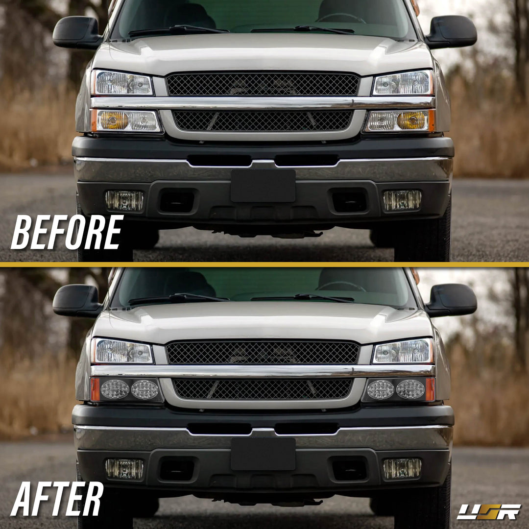2003-2006 Chevrolet Chevy Silverado Black Housing Clear Lens Bumper Turn Signal Lights