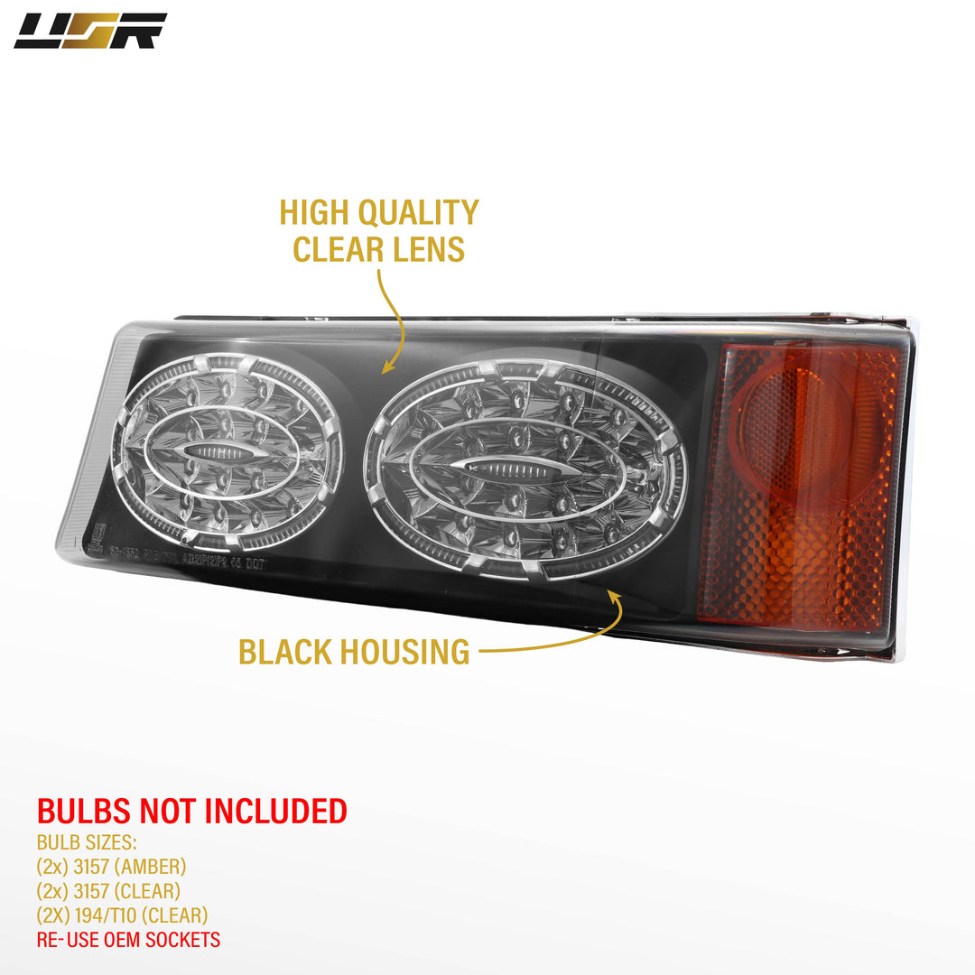 2003-2006 Chevrolet Chevy Silverado Black Housing Clear Lens Bumper Turn Signal Lights