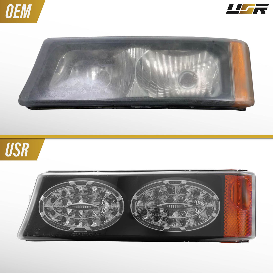 2003-2006 Chevrolet Chevy Silverado Black Housing Clear Lens Bumper Turn Signal Lights