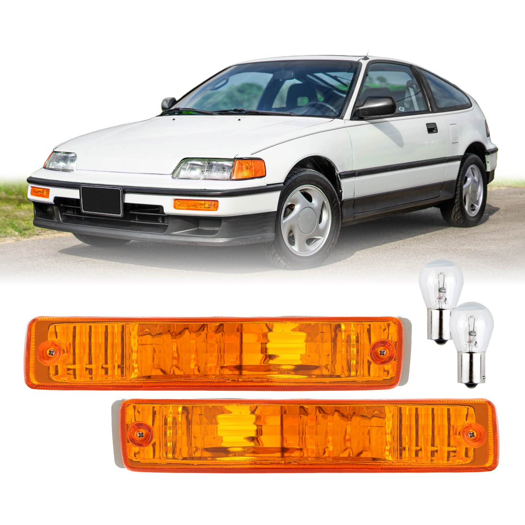 1990 1991 Honda CRX CRX Front Clear or Smoke or Amber Bumper Signal Lights
#lens-color_amber-lens