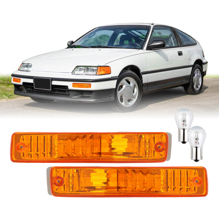 1990 1991 Honda CRX CRX Front Clear or Smoke or Amber Bumper Signal Lights
#lens-color_amber-lens
