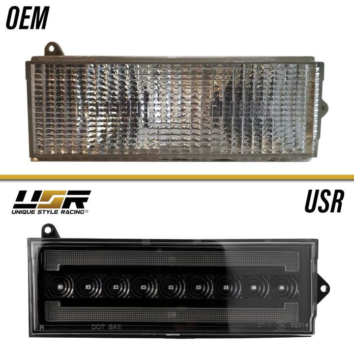 1984-1996 Jeep Cherokee Front Clear or Smoke Lens Switchback LED Bumper Turn Signal Light