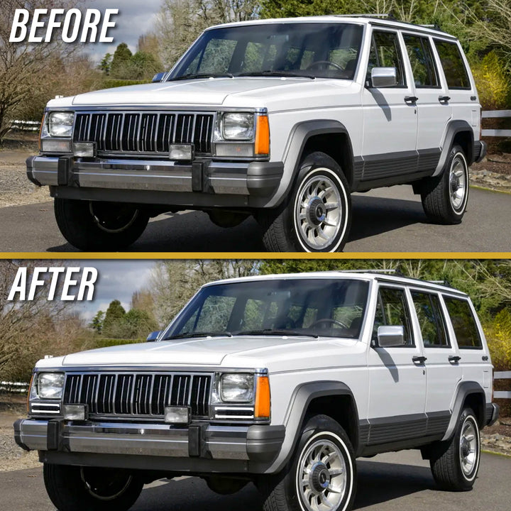 1984-1996 Jeep Cherokee Front Clear or Smoke Lens Switchback LED Bumper Turn Signal Light