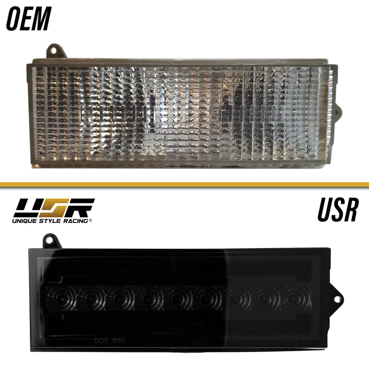 1984-1996 Jeep Cherokee Front Clear or Smoke Lens Switchback LED Bumper Turn Signal Light