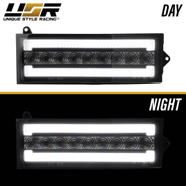 1984-1996 Jeep Cherokee Front Clear or Smoke Lens Switchback LED Bumper Turn Signal Light