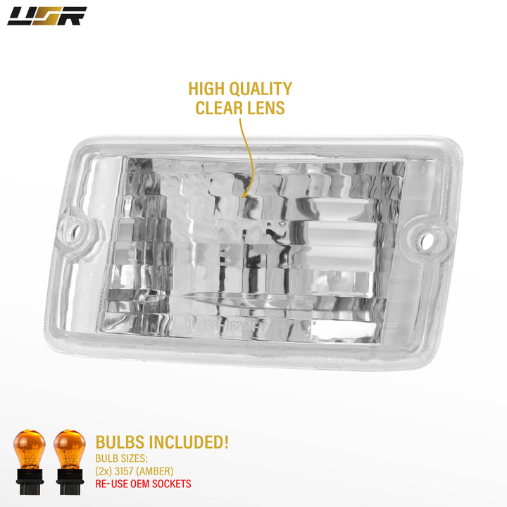 1997 1998 1999 2000 2001 2002 2003 2004 2005 2006 Jeep Wrangler TJ Clear or Smoke Bumper Signal Lights 
#lens-color_crystal-clear-lens