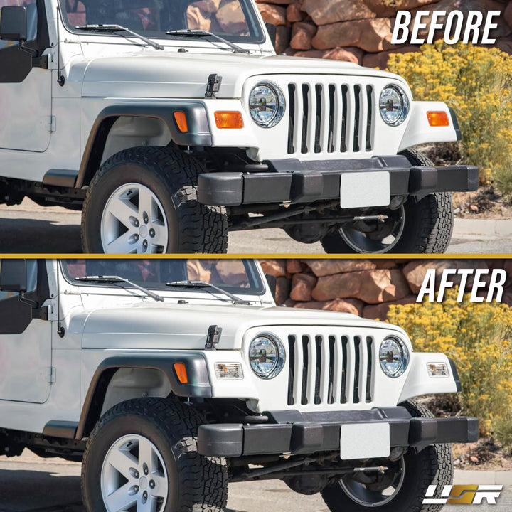 1997 1998 1999 2000 2001 2002 2003 2004 2005 2006 Jeep Wrangler TJ Clear or Smoke Bumper Signal Lights 
#lens-color_clear-lens