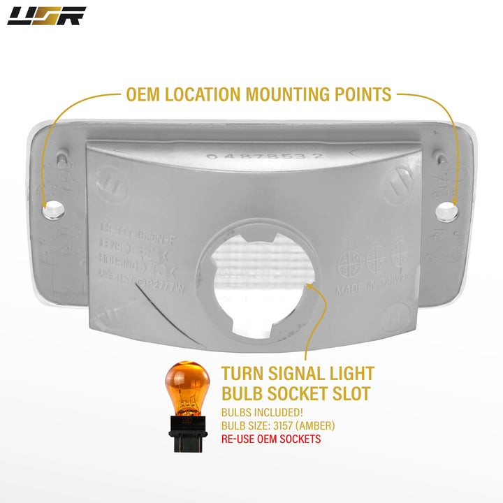 1997 1998 1999 2000 2001 2002 2003 2004 2005 2006 Jeep Wrangler TJ Clear or Smoke Bumper Signal Lights 
#lens-color_clear-lens