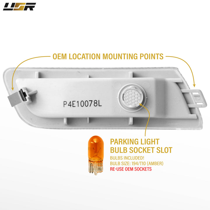 2006-2008 Audi A3 Models W/O S-Line Package Clear Lens  Front Bumper Side Marker Light