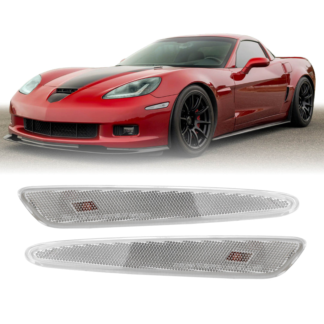 2005-2010 Chevrolet Chevy Corvette Clear Lens Front Bumper Side Marker Lights