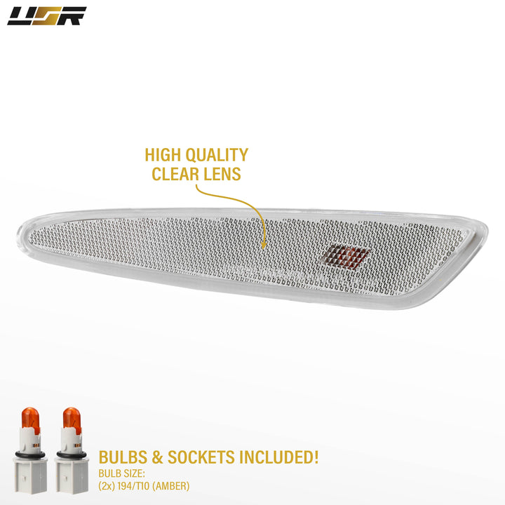 2005-2010 Chevrolet Chevy Corvette Clear Lens Front Bumper Side Marker Lights