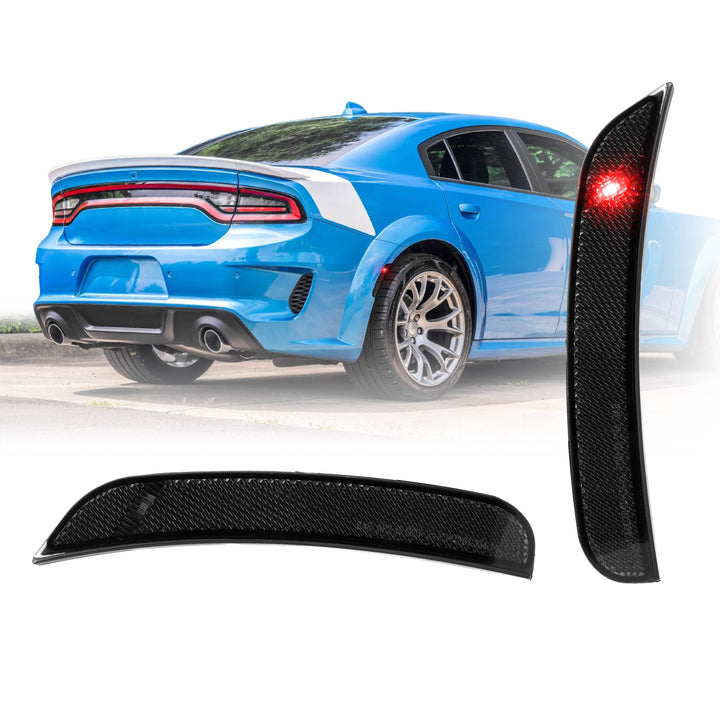 2015-2018 Dodge Charger Smoke Lens Red LED Rear Bumper Side Marker Light