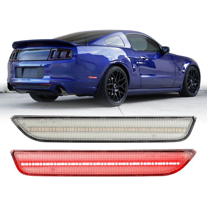 2010-2014 Ford Mustang Clear Lens Red LED Rear Bumper Side Marker Lights