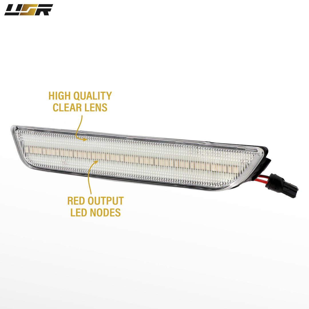 2010-2014 Ford Mustang Clear Lens Red LED Rear Bumper Side Marker Lights