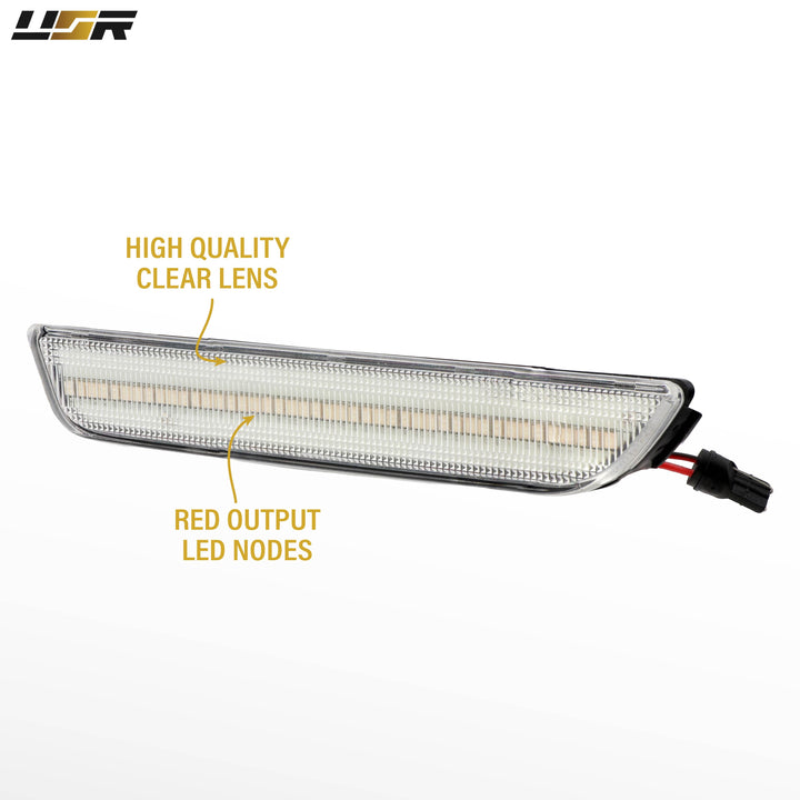 2010-2014 Ford Mustang Clear Lens Red LED Rear Bumper Side Marker Lights