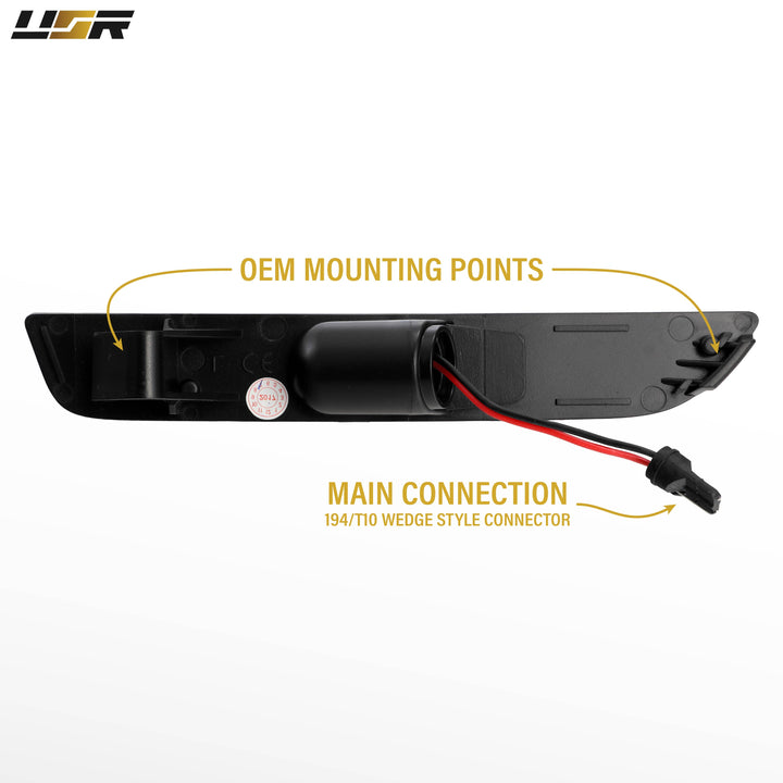2010-2014 Ford Mustang Clear Lens Red LED Rear Bumper Side Marker Lights
