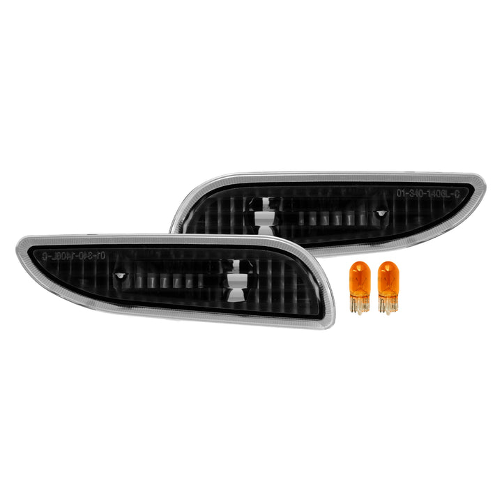 2003-2009 Mercedes CLK Class W209 Crystal Black / Smoke Lens Front Bumper Side Marker Light