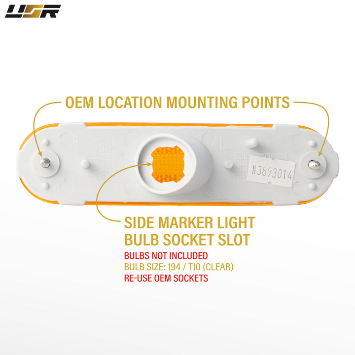 1990-2005 Mazda Miata MX5 OE Replacement Front Amber Bumper Side Marker Lights