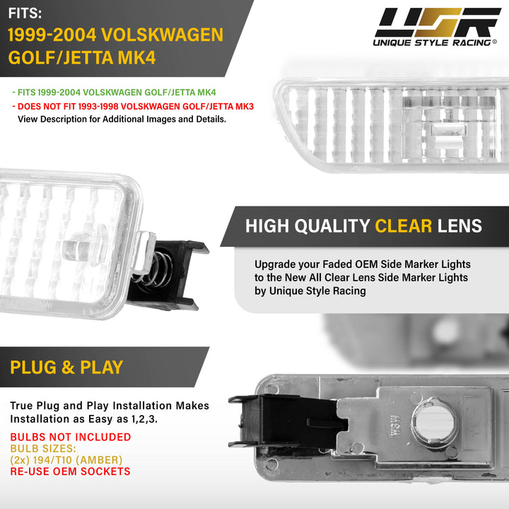 1999-2004 Volkswagen Golf / Jetta 4 P4E Clear Lens Front Bumper Side Marker Light