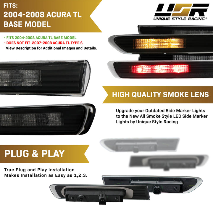 2004 - 2008 Acura TL NSX Style Black Housing Clear Lens Light Smoke Diffuser LED Light Bar Tail Light

#optional-items_tail-lights-with-4pcs-smoke-side-marker-lights