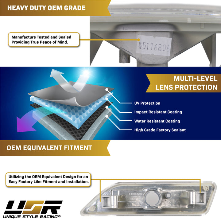 2006-2011 Mercedes CLS Class W219 Crystal Clear or Smoke Lens Front Bumper Side Marker Light