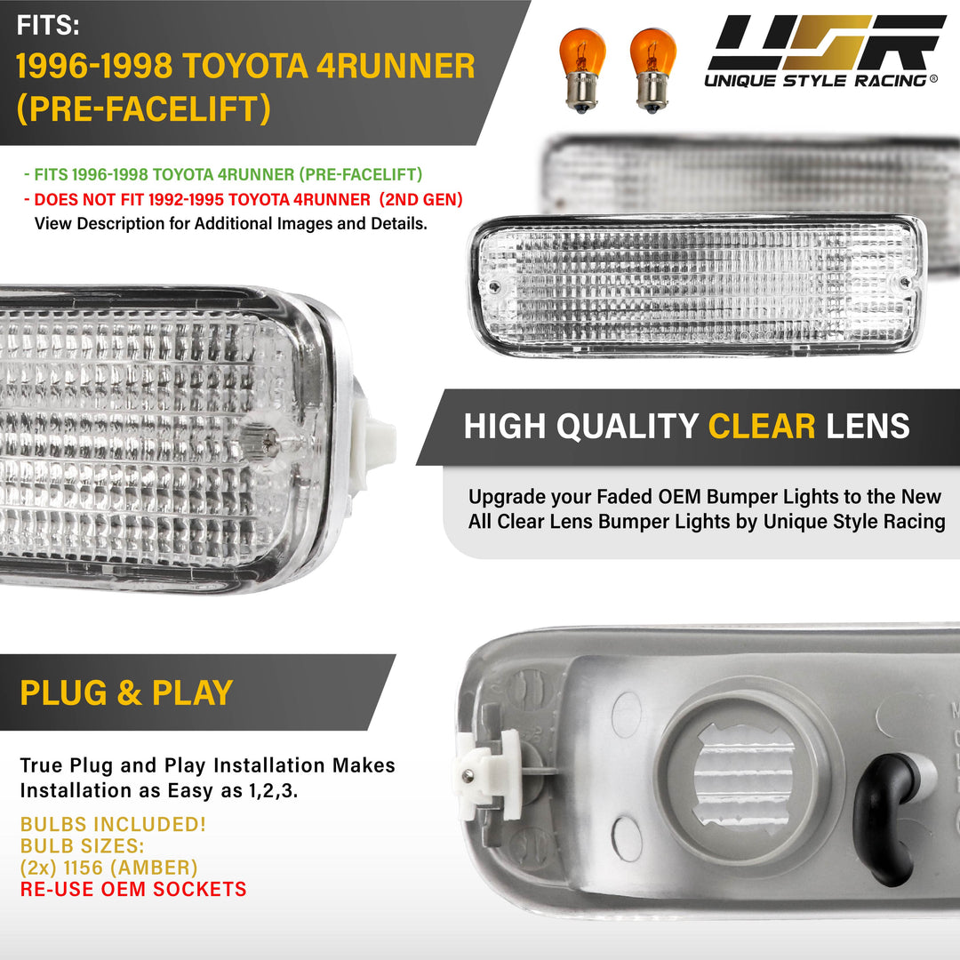 1996-1998 Toyota 4Runner Clear Lens Front Bumper Signal Lights