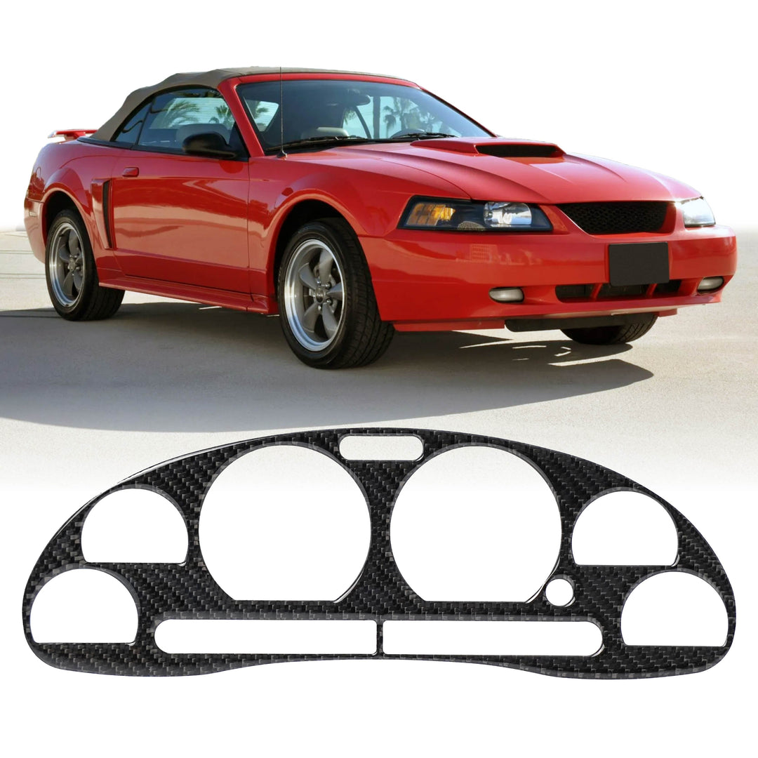 1999-2004 Ford Mustang V6 GT Cobra SN95 Black Carbon Fiber Gauge Bezel For Instrument Cluster