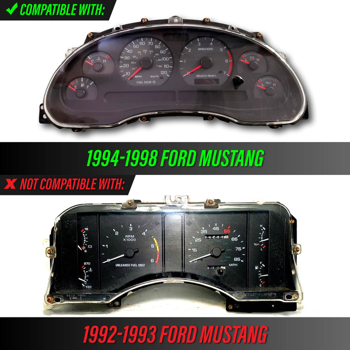 1999-2004 Ford Mustang V6 GT Cobra SN95 Black Carbon Fiber Gauge Bezel For Instrument Cluster