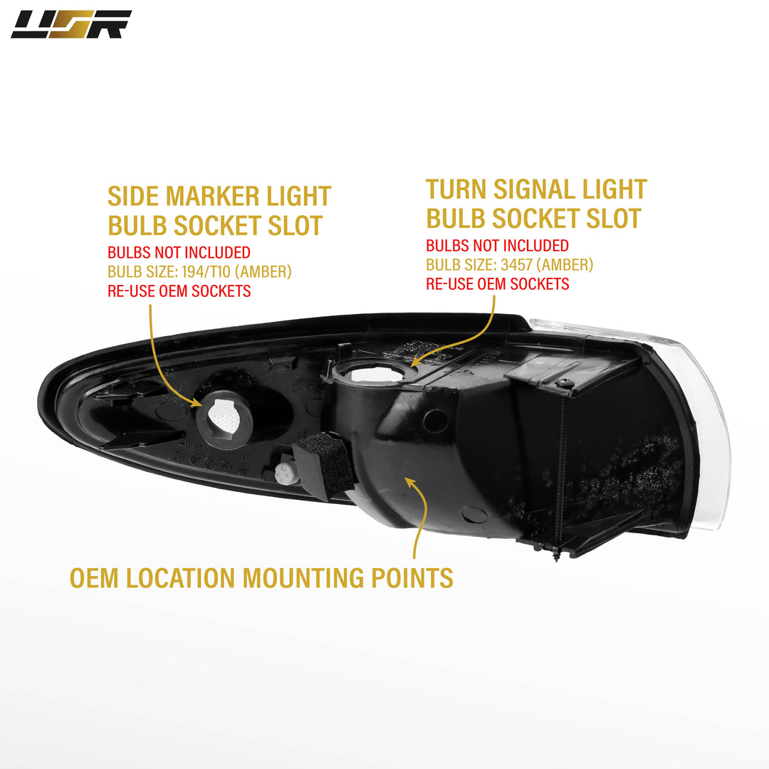 1995-1999 Pontiac Grand Prix Black Housing Crystal Clear Lens Corner Lights
