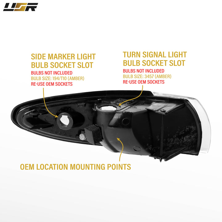 1995-1999 Pontiac Grand Prix Black Housing Crystal Clear Lens Corner Lights