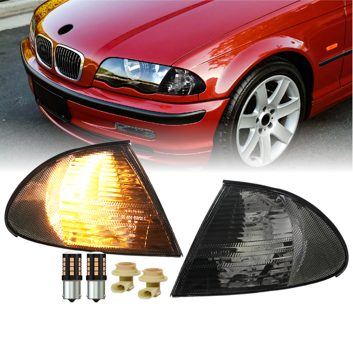 1992 - 2001 BMW 3 Series E46 E 46 4D Sedan & 5D Wagon Clear OR Smoke Lens Front Corner Signal Light

#lens-color_smoke-lens-with-led-bulbs