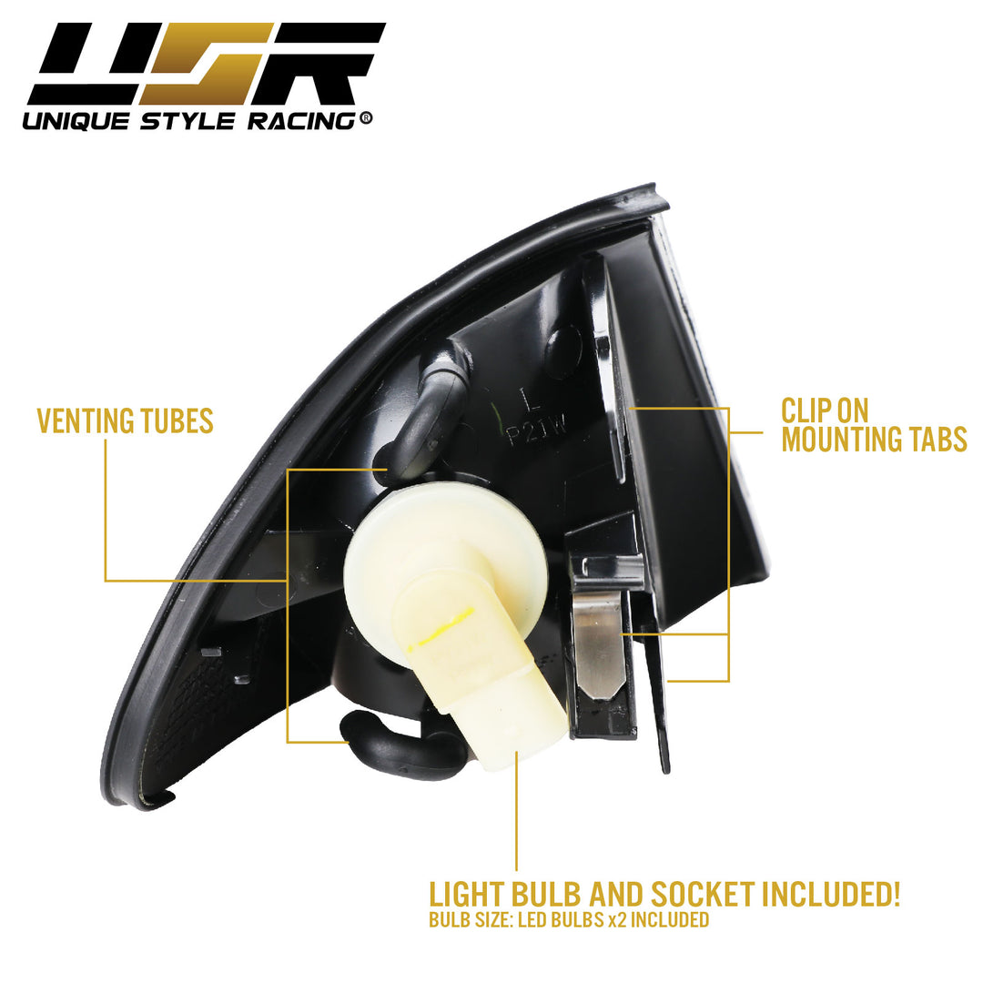 1992 - 2001 BMW 3 Series E46 E 46 4D Sedan & 5D Wagon Clear OR Smoke Lens Front Corner Signal Light

#lens-color_smoke-lens-with-led-bulbs