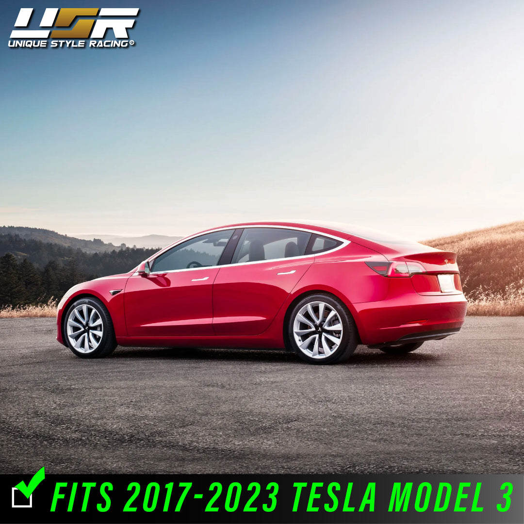2017-2022 Tesla Model 3 Matte Black 4PC Magnetic Controlled White LED Door Sill - Made by USR