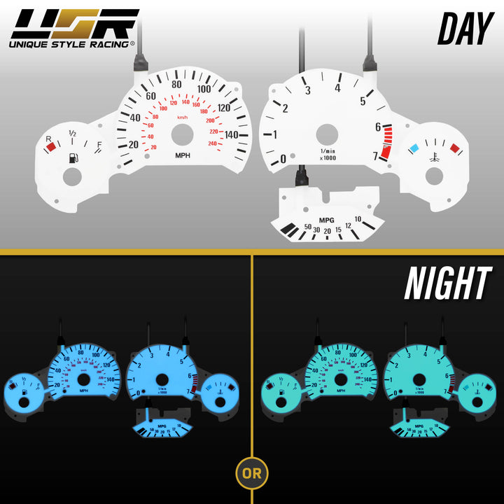 1992-1999 BMW E36 3 Series 155 MPH 7K RPM White Gauge Face Blue/Green Glow Gauge
