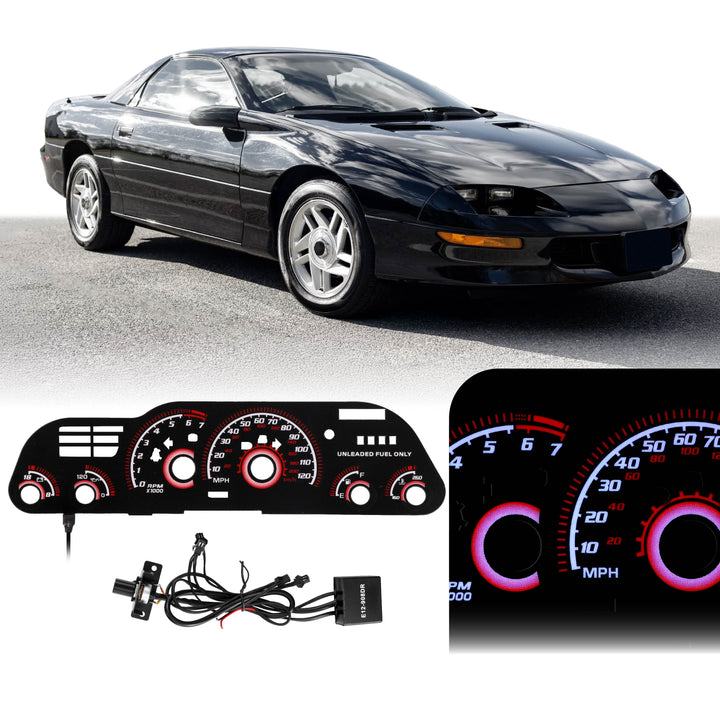 1997-2002 Chevrolet Chevy Camaro V8 125 MPH Black Gauge Face Red Glow Gauge for Instrument Cluster