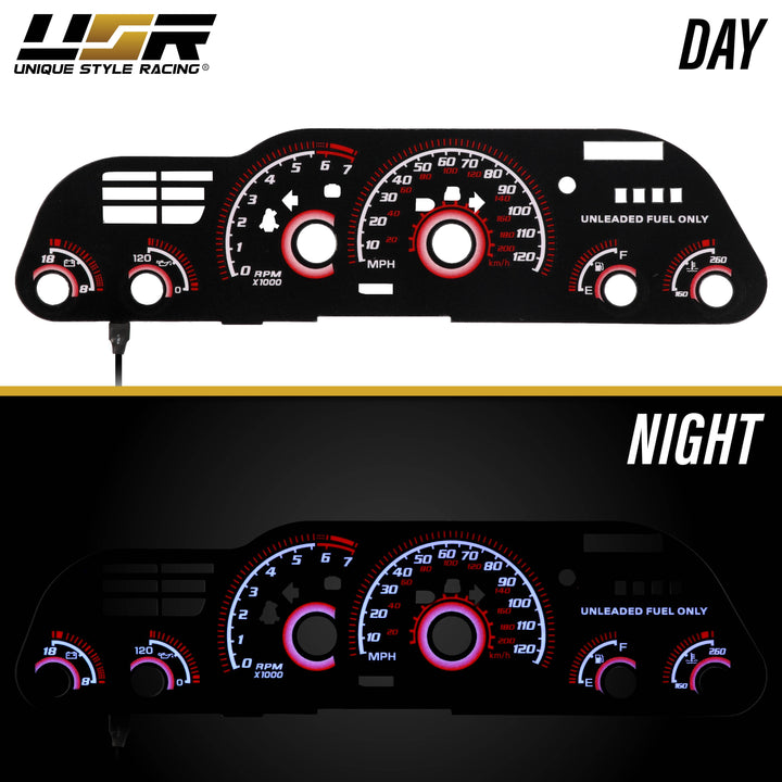 1997-2002 Chevrolet Chevy Camaro V8 125 MPH Black Gauge Face Red Glow Gauge for Instrument Cluster