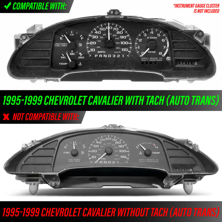 1995-1999 Chevrolet Chevy Cavalier White Gauge Face Blue/Green Glow for Instrument Cluster