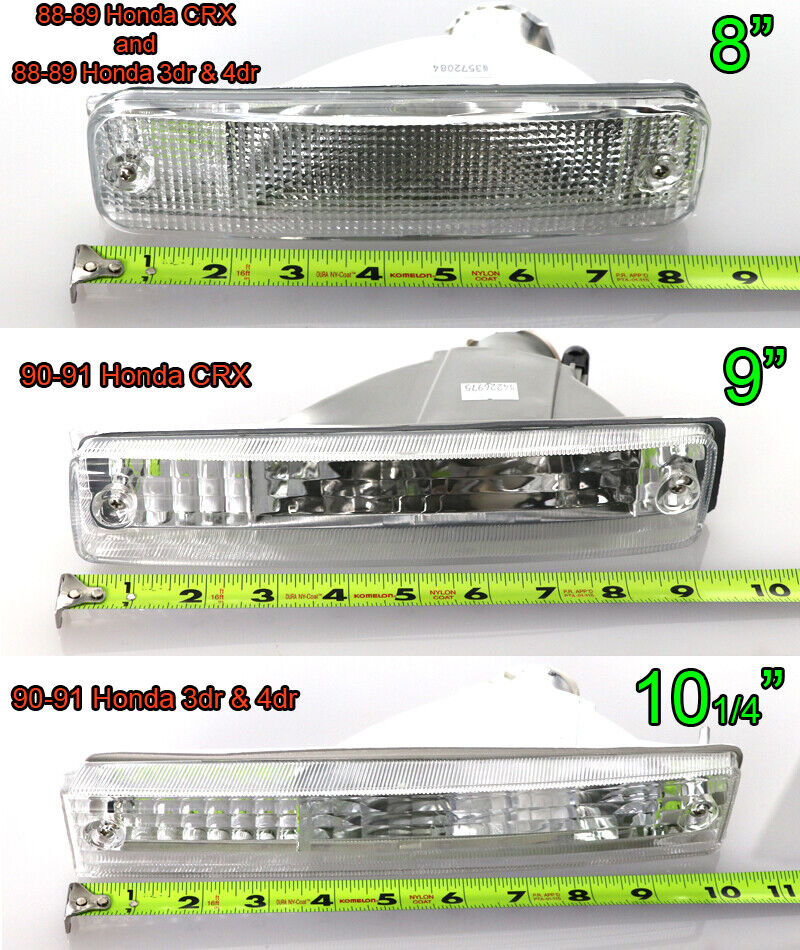 1990 1991 Honda CRX CRX Front Clear or Smoke or Amber Bumper Signal Lights
#lens-color_clear-lens