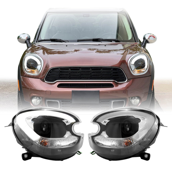2011-2016 Countryman R60 Xenon Models LED DRL Half Ring D1S Projector Headlights
