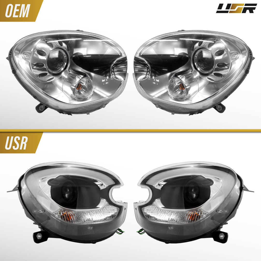 2011-2016 Countryman R60 Xenon Models LED DRL Half Ring D1S Projector Headlights