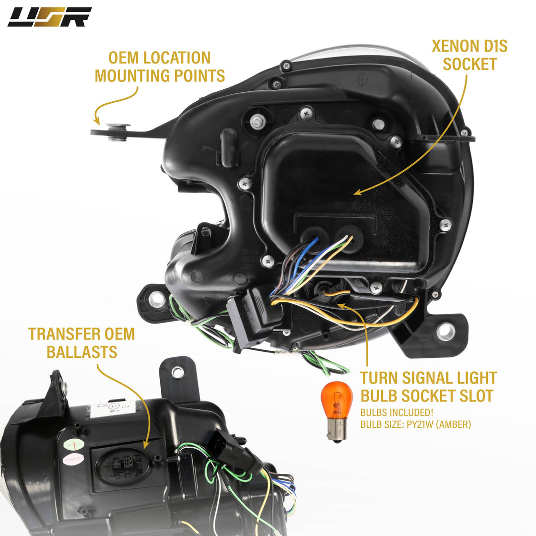 2011-2016 Countryman R60 Xenon Models LED DRL Half Ring D1S Projector Headlights